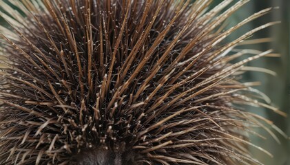 Obraz premium Close-up of Malayan porcupine quills, sharp spines visible on its back , animal photography, rodentia