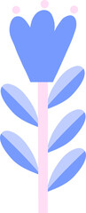 Minimalist single flower vector illustration in pastel blue and pink
