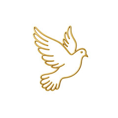 Gold Dove Bird Illustration Peace Symbol Graphic Design on transparent background