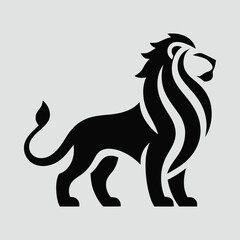 Proud lion silhouette with flowing mane vector illustration