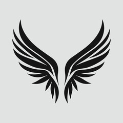 Obraz premium Minimal wings spread open silhouette vector illustration