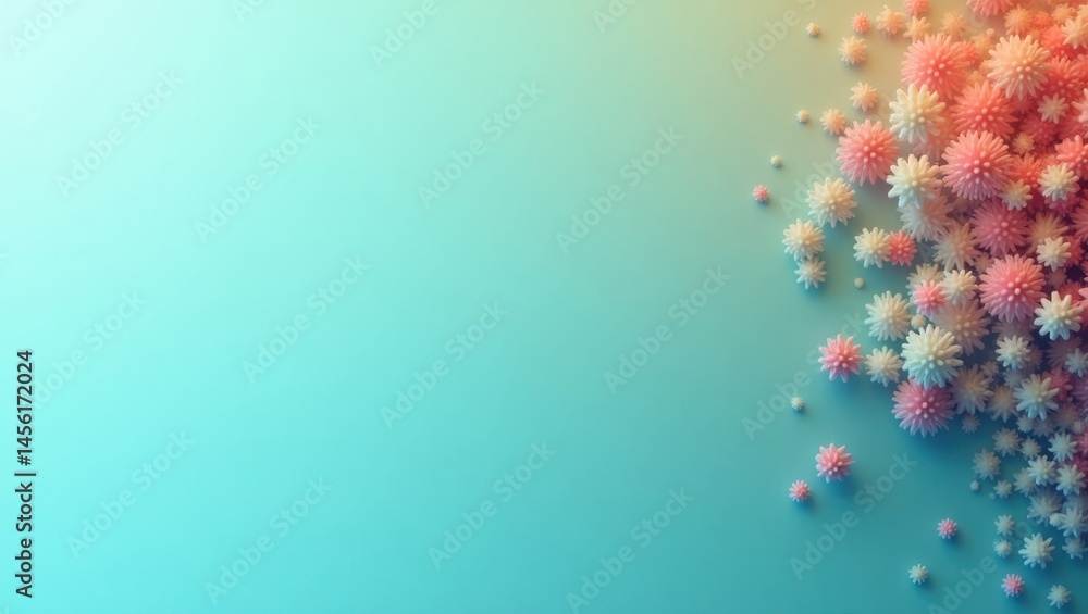Poster synthetic data. pastel floral dreams. isolated background, copyspace.. serene pastel floral scene ev