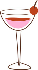 Pink cocktail in a glass with cherry on top