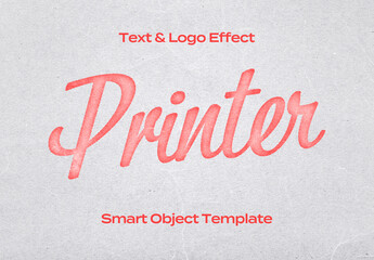 Print Printer Paper Text Logo Style Effect Mockup Logotype Template Shape
