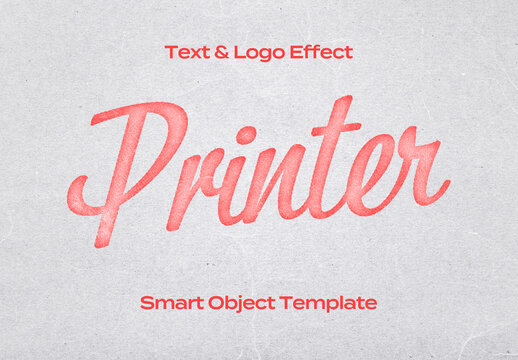 Print Printer Paper Text Logo Style Effect Mockup Logotype Template Shape