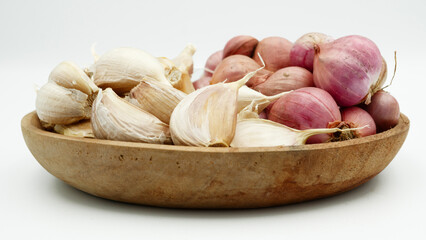 Fresh Peeled Garlic Bulb and Cloves isolated on white background