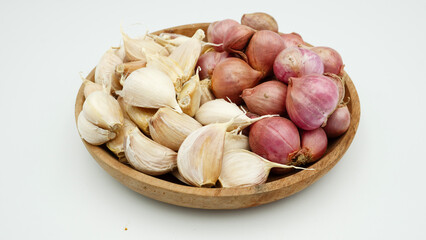 Fresh Peeled Garlic Bulb and Cloves isolated on white background