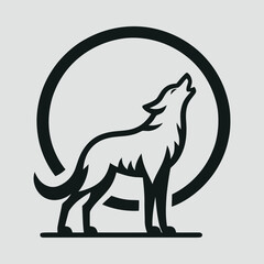Wolf silhouette howling in minimal design vector illustration