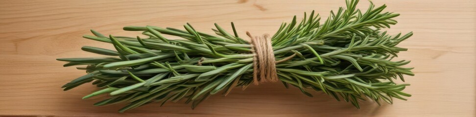 Fototapeta premium A rustic bundle of fresh rosemary tied with twine, isolated on white , culinary, Italian