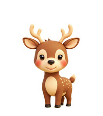 Fototapeta premium Cute Brown Deer, Pink Cheeks, Transparent Background