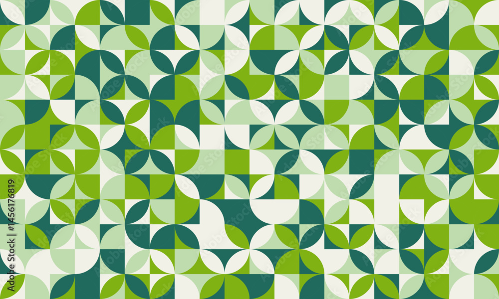 Poster abstract geometric pattern in calming greens. modern midcentury design ideal for website backgrounds