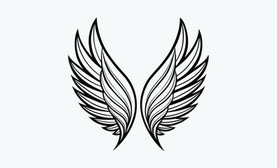 Angel wing silhouette, Angel Wing Silhouette Vector, Wing icon Vector