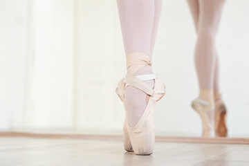 Beautiful ballet dancer practicing
