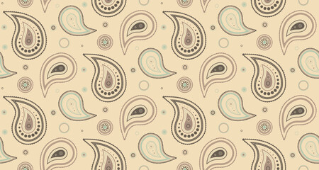 Naklejka premium Vitality paisley as trendy calm. Motif ornamental and ethereal style. National canvas, india print.