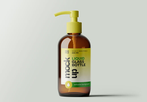 Amber Glass Liquid Pump Bottle Mockup for Design and Branding Projects