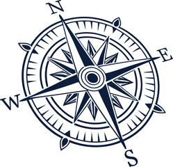 Classic Nautical Compass Rose Illustration Vector