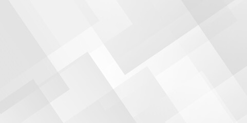 Vector white and gray overlap triangle geometric technology pattern. minimal rectangle arranged white lines transparent web square background layers. overlap web presentation banner tech design.