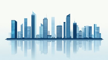 Fototapeta premium Serene Blue Cityscape A Minimalist Skyline Reflecting Modern Urban Architecture and Innovation for Business Backgrounds or Corporate Presentations