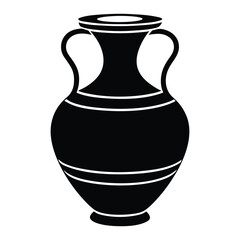 Clay vase silhouette vector illustration.