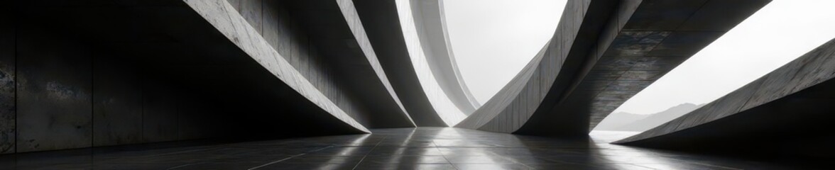 Obraz premium Stark contrast, sharp lines, geometric shapes in monochrome , stark, light