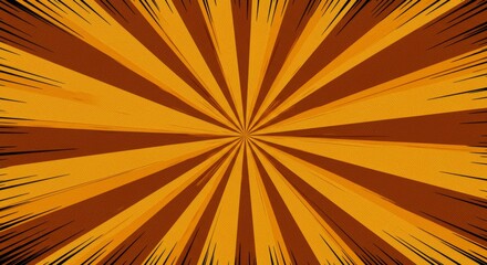 Obraz premium Comic Book Style Radial Burst Background in Brown and Gold