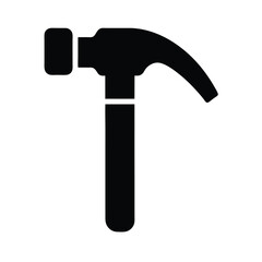 hammer glyph stencil icon silhouette vector illustration