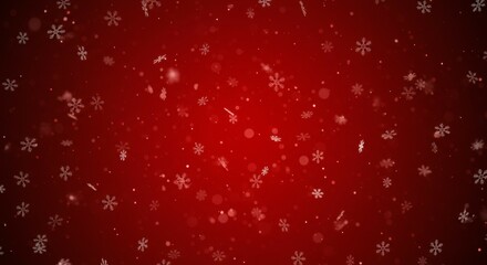 Falling Snowflakes Background on Dark Red for Winter Season