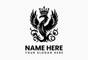 Harpy with a constellation crown of starflowers, minimalist vector logo for astrology brands  