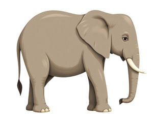 Obraz premium Elephant Illustration, Beige, Transparent Background