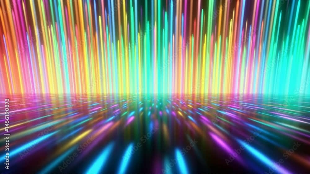 Poster vibrant, colorful light rays creating a dynamic visual effect, perfect for backgrounds and creative 