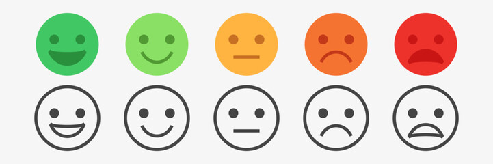 Fototapeta premium Feedback rate. Satisfaction icons collection. Emotions level scale. Vector