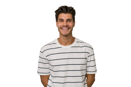 Young handsome caucasian man isolated on white background happy, smiling and cheerful.
