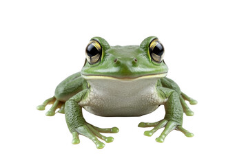 Obraz premium Green Tree Frog Stares Into The Camera, Amphibian with Golden Eyes
