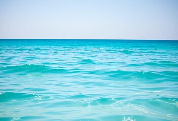 Obraz premium Calming turquoise water, soft brushstrokes, distant hazy horizon, nature, brushstrokes