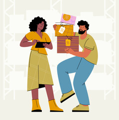 Online shopping. Sending and receiving parcels