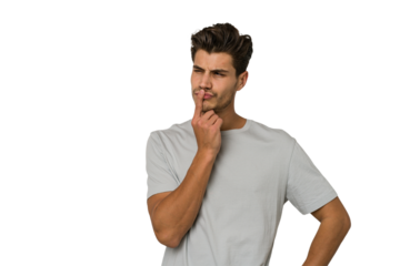 Young handsome caucasian man isolated on white background keeping a secret or asking for silence.