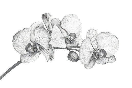 Capture the Beauty of Delicate Orchid in Elegant Sketch, Graceful Details