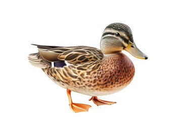 Obraz premium A Duck Stands Out Against The Black Background in Feathered Wonder