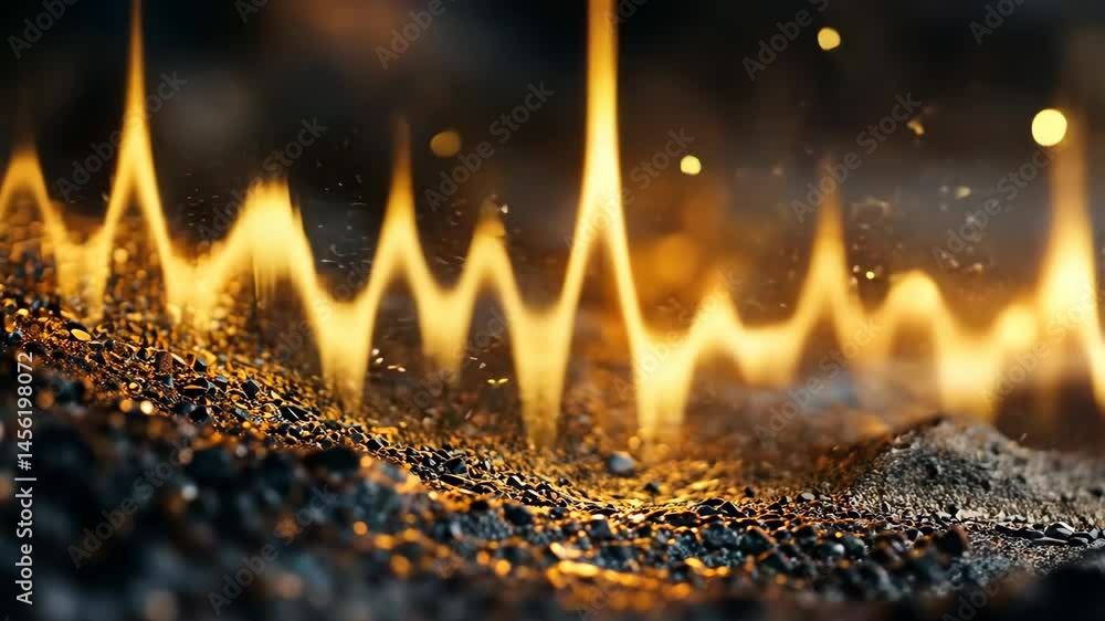 Poster creative soundwave composition in rich meta displays vibrant patterns and movement through textured 