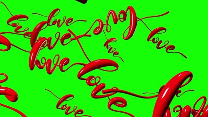 Text Loves in red.
Loop able abstract 3D animation.