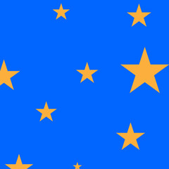 Scattered Gold Stars on Blue Background