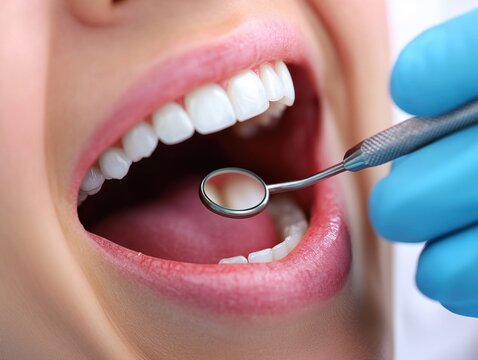 Dental examination with tools in a modern clinic setting