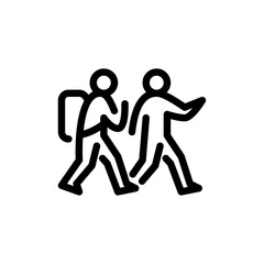 talking to a friend outline icon. figure with friend line art illustration.