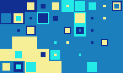 Abstract geometric background with vibrant blue, teal, and yellow squares.  Perfect for modern website banners, presentations, or techthemed designs.