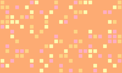 Abstract pastel orange background with scattered small squares in yellow and pink.  Perfect for website banners, presentations, or as a playful texture.