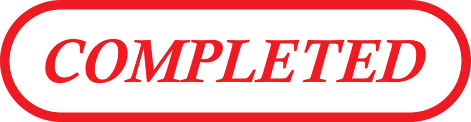 Completed stamp icon. Red line education minimalist design for digital and print projects graphic illustration making a huge impact on visual aesthetics vector isolated on transparent background.