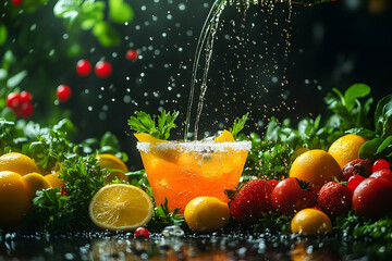Refreshing Orange Citrus Cocktail with Fruit Garnish