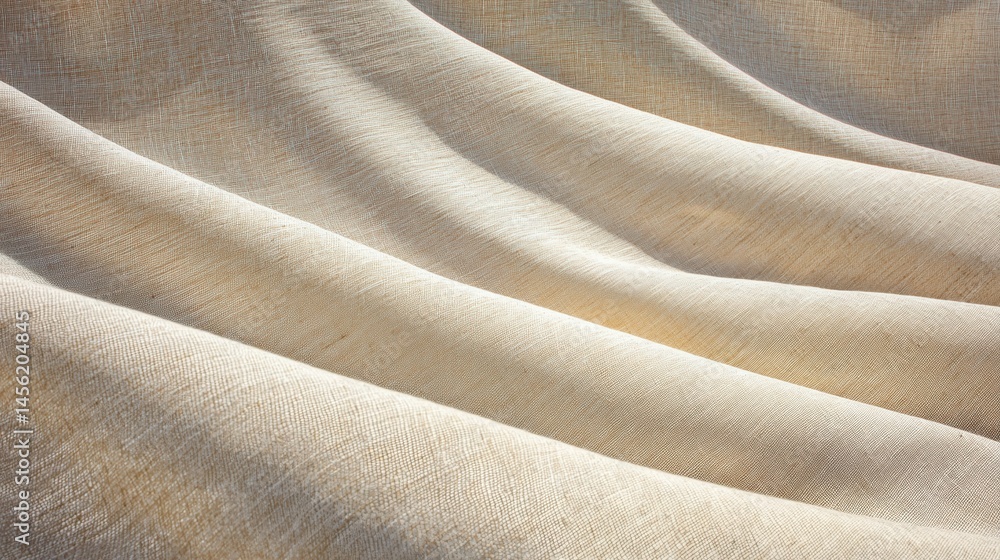 Poster a close-up view of a beige fabric with a subtle texture, showing the way it folds and drapes.