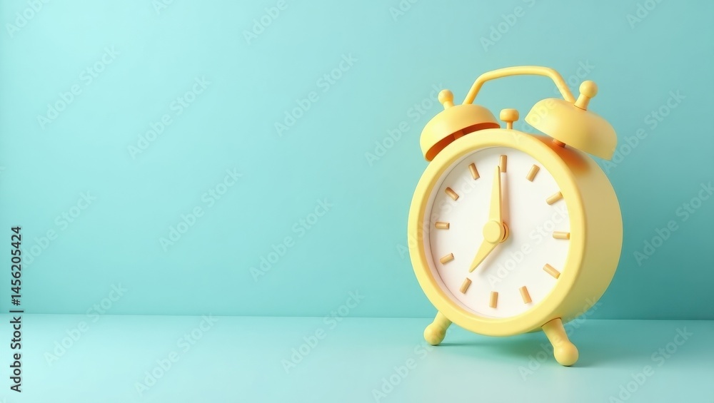Poster timeboxing. isolated time ticking.. isolated background, copyspace.. solitary yellow alarm clock sit