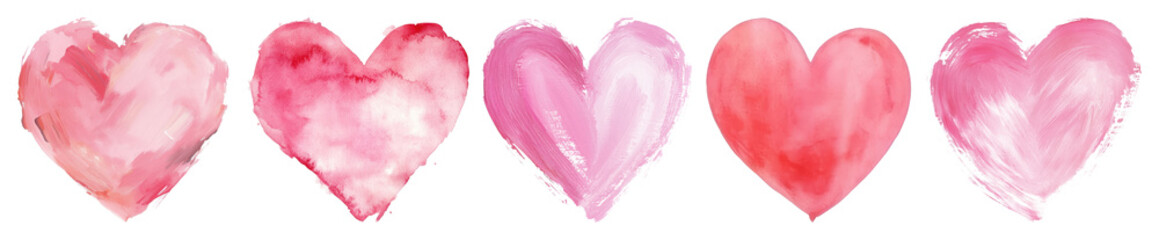 PNG Watercolor pink heart symbol hand-painted illustration., transparent background